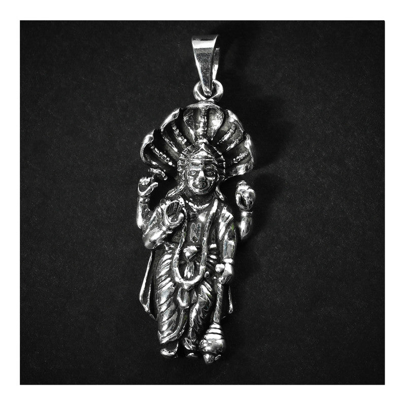 JSAJ Silver 925 Sterling Silver GOD PENDENT LOCKET LORD VISHNUJI IN MEDIUM SIZE UNISEX PENDENT