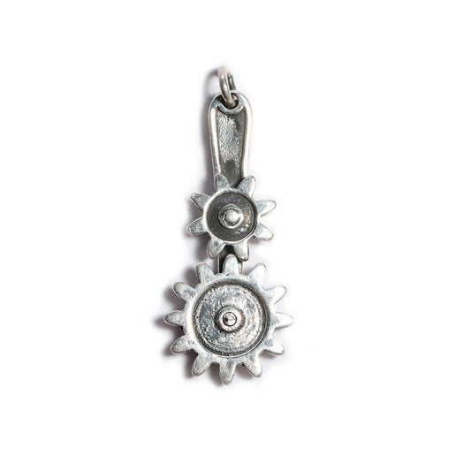 JSAJ Silver 925 Sterling Silver GEAR LOCKET DOUBLE WHEEL PENDANT IN MEDIUM SIZE UNISEX PENDENT