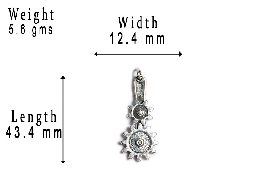 JSAJ Silver 925 Sterling Silver GEAR LOCKET DOUBLE WHEEL PENDANT IN MEDIUM SIZE UNISEX PENDENT