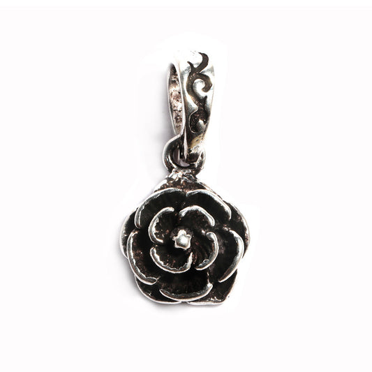 JSAJ Silver 925 Sterling Silver PENDENT LOCKET ROSE STYLE IN SMALL SIZE UNISEX PENDENT