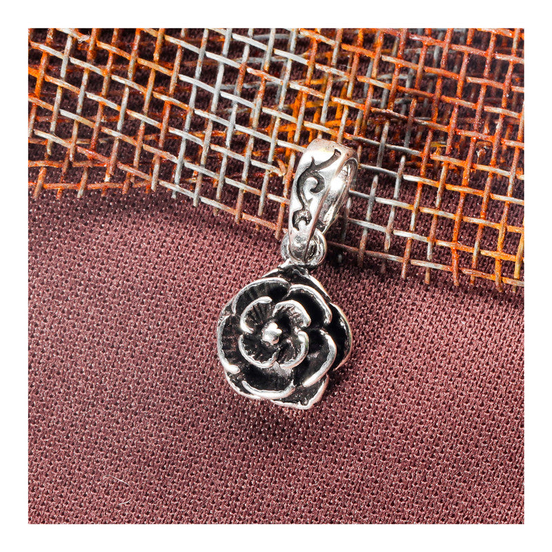 JSAJ Silver 925 Sterling Silver PENDENT LOCKET ROSE STYLE IN SMALL SIZE UNISEX PENDENT
