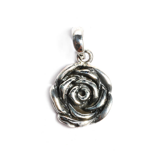 JSAJ Silver 925 Sterling Silver PENDENT LOCKET ROSE STYLE IN SMALL SIZE UNISEX PENDENT