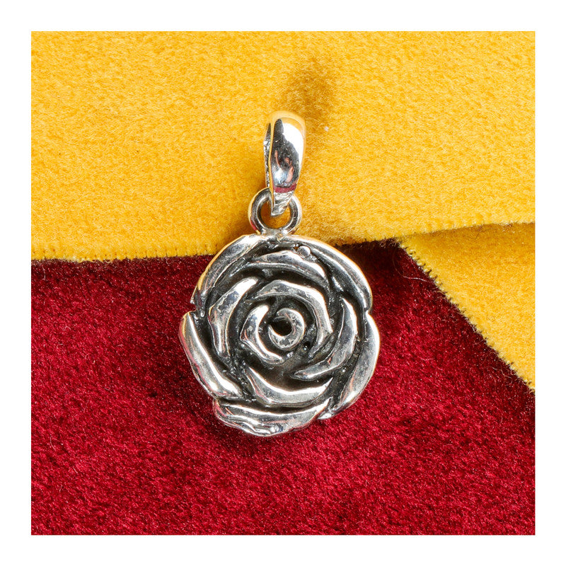 JSAJ Silver 925 Sterling Silver PENDENT LOCKET ROSE STYLE IN SMALL SIZE UNISEX PENDENT