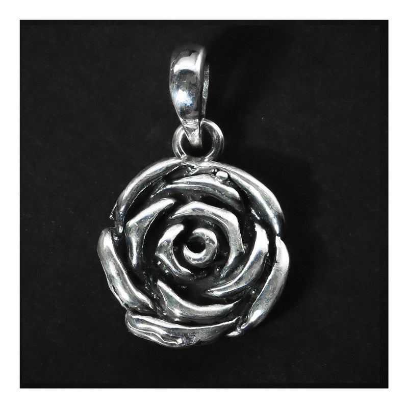 JSAJ Silver 925 Sterling Silver PENDENT LOCKET ROSE STYLE IN SMALL SIZE UNISEX PENDENT