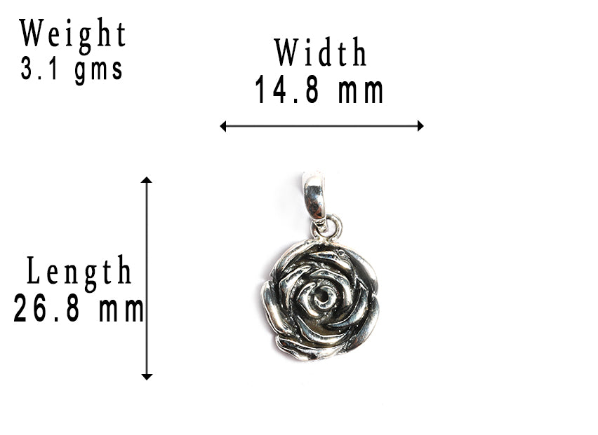 JSAJ Silver 925 Sterling Silver PENDENT LOCKET ROSE STYLE IN SMALL SIZE UNISEX PENDENT