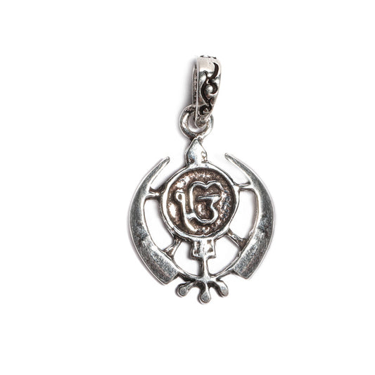 JSAJ Silver 925 Sterling Silver GOD PENDENT LOCKET KHANDA SAHIB WITH EK OM KAR IN MEDIUM SIZE UNISEX PENDENT