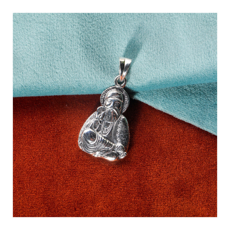 JSAJ Silver 925 Sterling Silver GOD PENDENT LOCKET GURU NANAK DEV JI IN MEDIUM SIZE UNISEX PENDENT L