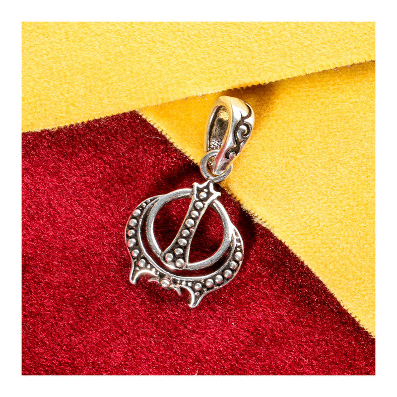 JSAJ Silver 925 Sterling Silver GOD PENDENT LOCKET KHANDA SAHIB IN SMALL SIZE UNISEX PENDENT