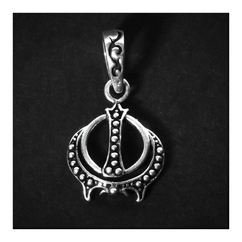 JSAJ Silver 925 Sterling Silver GOD PENDENT LOCKET KHANDA SAHIB IN SMALL SIZE UNISEX PENDENT