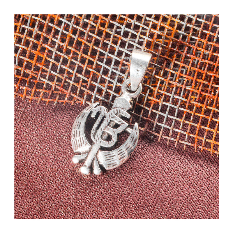 JSAJ Silver 925 Sterling Silver GOD PENDENT LOCKET KHANDA SAHIB IN NEW STYLE IN SMALL SIZE UNISEX PENDENT