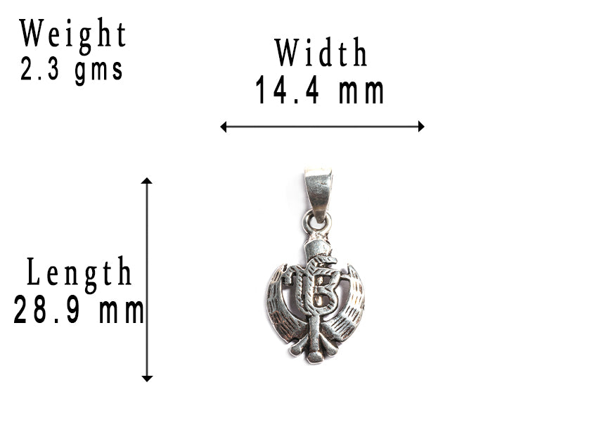 JSAJ Silver 925 Sterling Silver GOD PENDENT LOCKET KHANDA SAHIB IN NEW STYLE IN SMALL SIZE UNISEX PENDENT