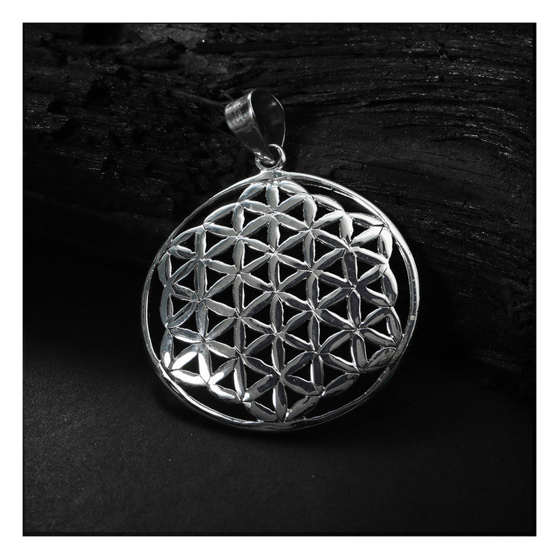 JSAJ Silver 925 Sterling Silver JAALI N BOX CIRLCE PENDENT WITH TRANGLE SHAP JALI DESIGN IN BIG SIZE UNISEX PENDENT