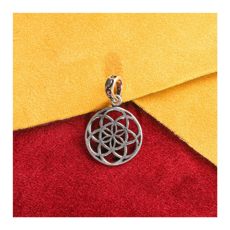 JSAJ Silver 925 Sterling Silver JAALI N BOX CIRLCE PENDENT WITH UNIQUE DESIGN IN SMALL SIZE UNISEX PENDENT