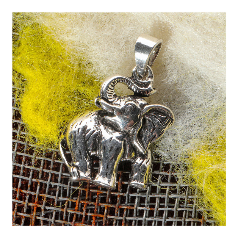 JSAJ Silver 925 Sterling Silver ANIMAL PENDANT ELEPHENTS HATTI IN SMALL SIZE UNISEX PENDENT