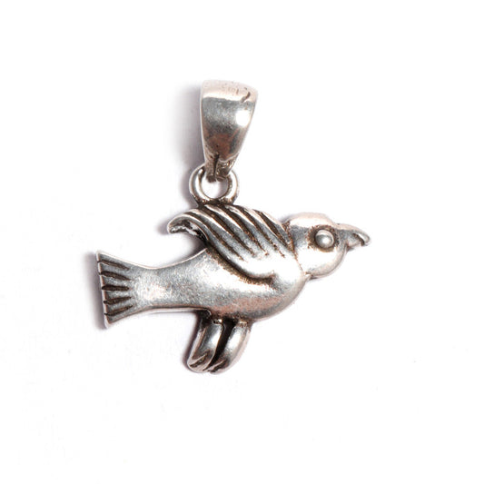 JSAJ Silver 925 Sterling Silver ANIMAL PENDANT SPARROW CHIDYA IN SMALL SIZE UNISEX PENDENT