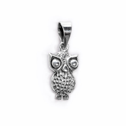 JSAJ Silver 925 Sterling Silver ANIMAL PENDANT OWL ULLU IN SMALL SIZE UNISEX PENDENT
