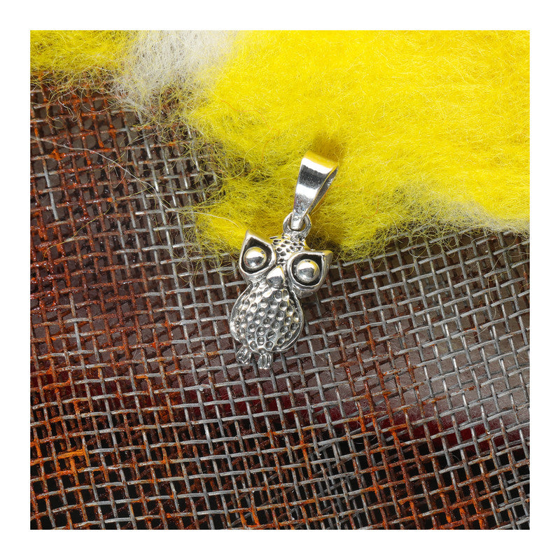 JSAJ Silver 925 Sterling Silver ANIMAL PENDANT OWL ULLU IN SMALL SIZE UNISEX PENDENT