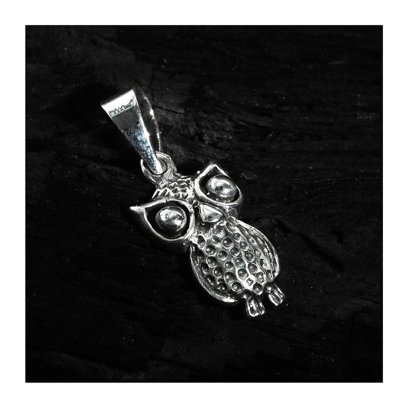 JSAJ Silver 925 Sterling Silver ANIMAL PENDANT OWL ULLU IN SMALL SIZE UNISEX PENDENT