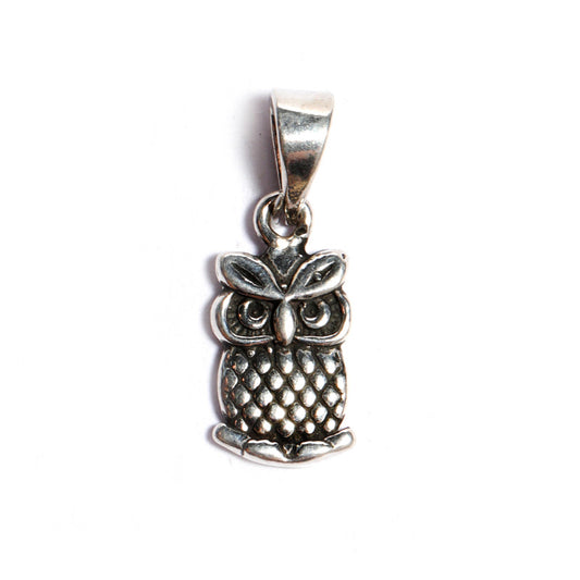 JSAJ Silver 925 Sterling Silver ANIMAL PENDANT OWL ULLU IN SMALL SIZE UNISEX PENDENT