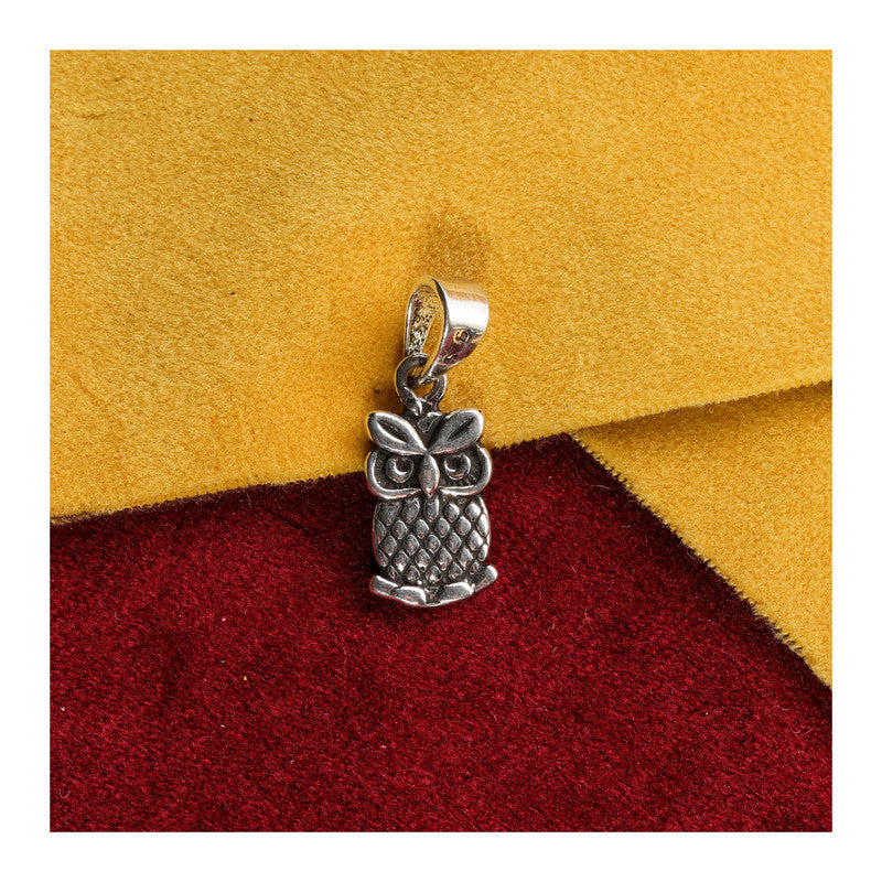 JSAJ Silver 925 Sterling Silver ANIMAL PENDANT OWL ULLU IN SMALL SIZE UNISEX PENDENT