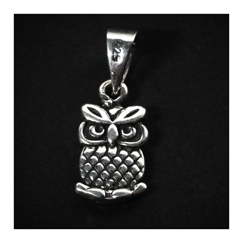JSAJ Silver 925 Sterling Silver ANIMAL PENDANT OWL ULLU IN SMALL SIZE UNISEX PENDENT