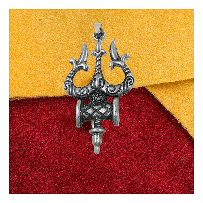 JSAJ Silver 925 Sterling Silver GOD PENDENT LOCKET LORD SHIVJI TRISHUL UNISEX PENDENT