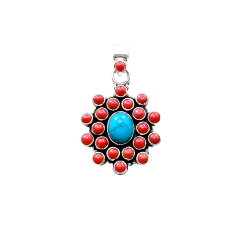 9476 Orange Onyx With Turquoise