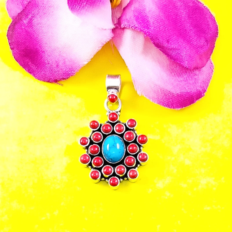 9476 Orange Onyx With Turquoise