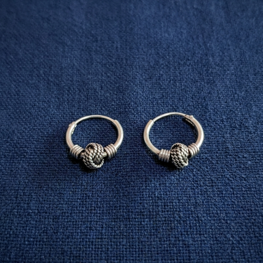JSAJ 925 sterling silver knot baali 12mm earrings for girls and women