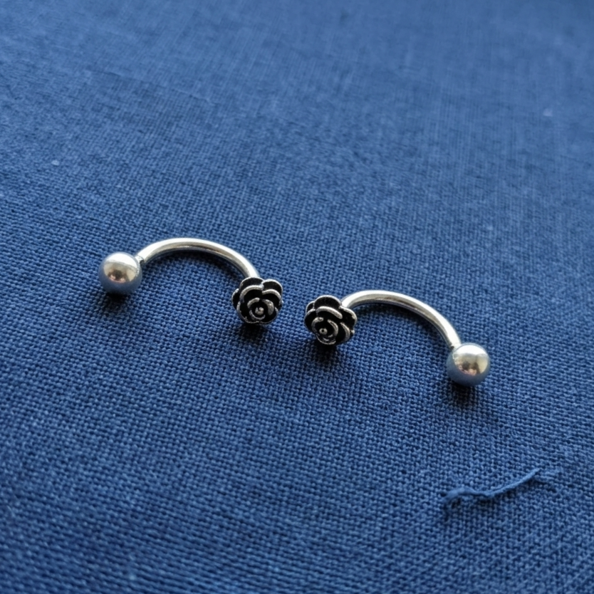 JSAJ JSAJ 925 Silver Rose Ball Earrings for Girls and Women