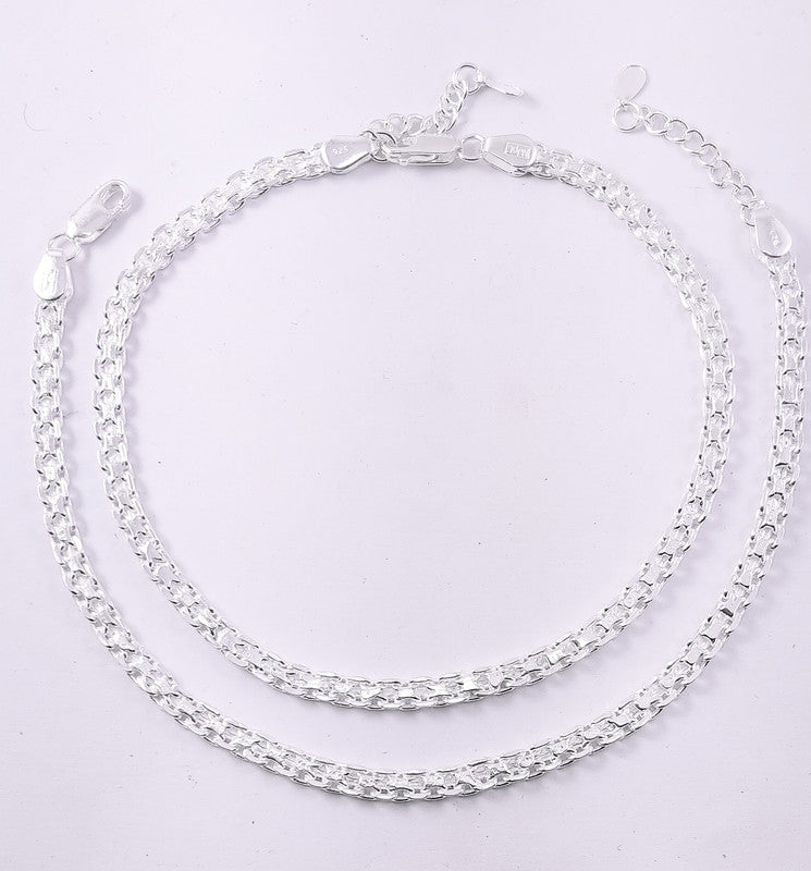 JSAJ 925 STERLING SILVER PATTA CHAIN ANKLET FOR GIRLS AND WOMENS