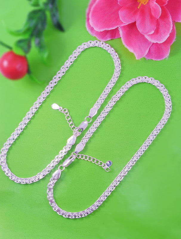 JSAJ 925 STERLING SILVER PATTA CHAIN ANKLET FOR GIRLS AND WOMENS