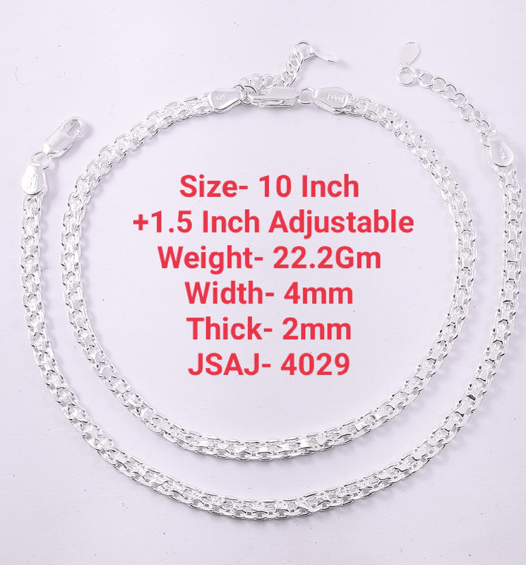 JSAJ 925 STERLING SILVER PATTA CHAIN ANKLET FOR GIRLS AND WOMENS