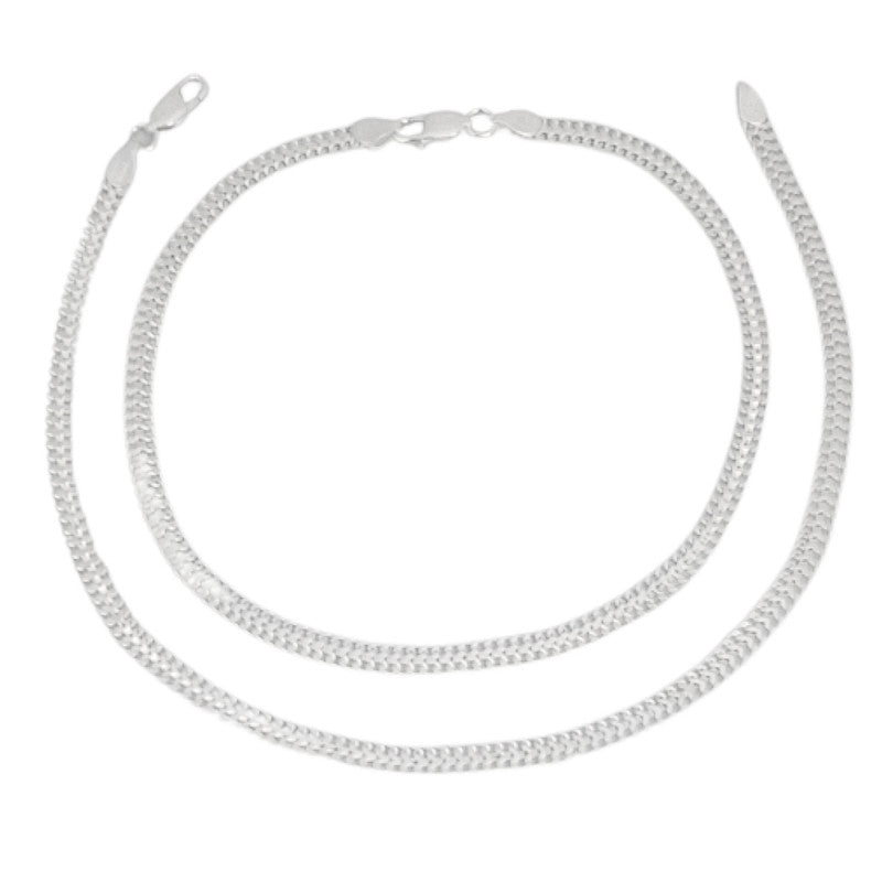 JSAJ 925 STERLING SILVER FLAT THICK ZALI DESIGN CHAIN ANKLET FOR GIRLS AND WOMENS