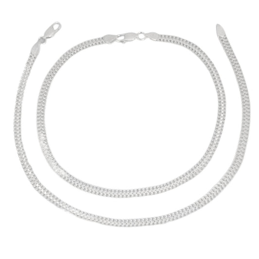JSAJ 925 STERLING SILVER FLAT THICK ZALI DESIGN CHAIN ANKLET FOR GIRLS AND WOMENS