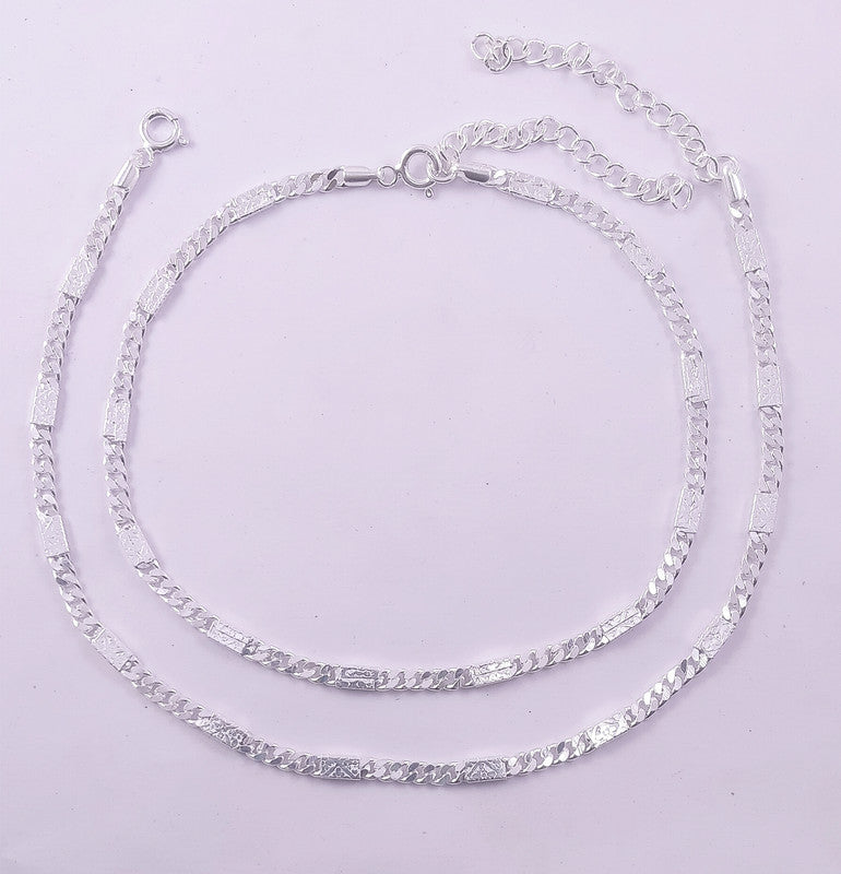 JSAJ 925 STERLING SILVER CURB LINK CHAIN WITH CLIPPING THICK CHAIN ANKLET FOR GIRLS AND WOMENS