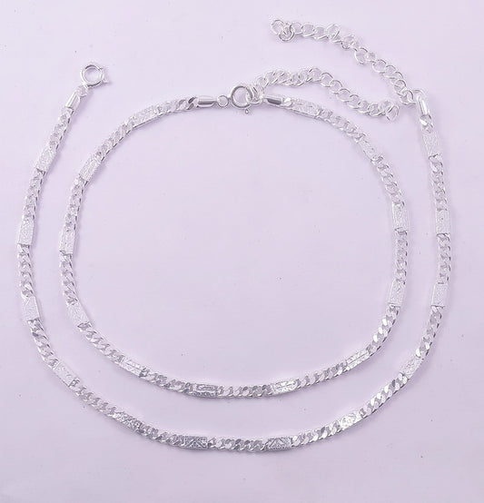 JSAJ 925 STERLING SILVER CURB LINK CHAIN WITH CLIPPING THICK CHAIN ANKLET FOR GIRLS AND WOMENS