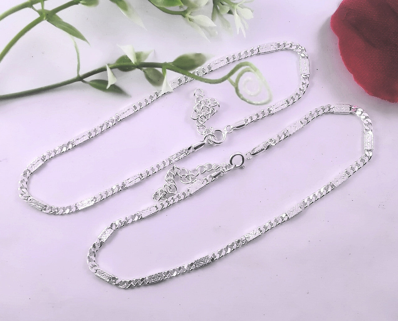 JSAJ 925 STERLING SILVER CURB LINK CHAIN WITH CLIPPING THICK CHAIN ANKLET FOR GIRLS AND WOMENS