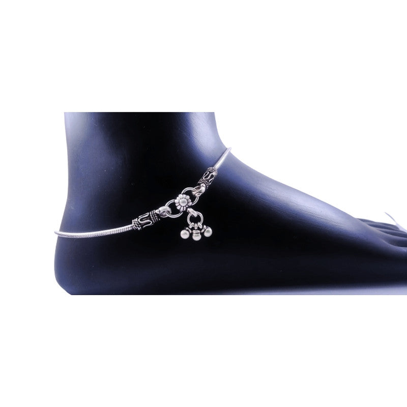 JSAJ 925 STERLING SILVER OXIDIZE SNAKE THICK CHAIN ANKLET FOR GIRLS AND WOMENS