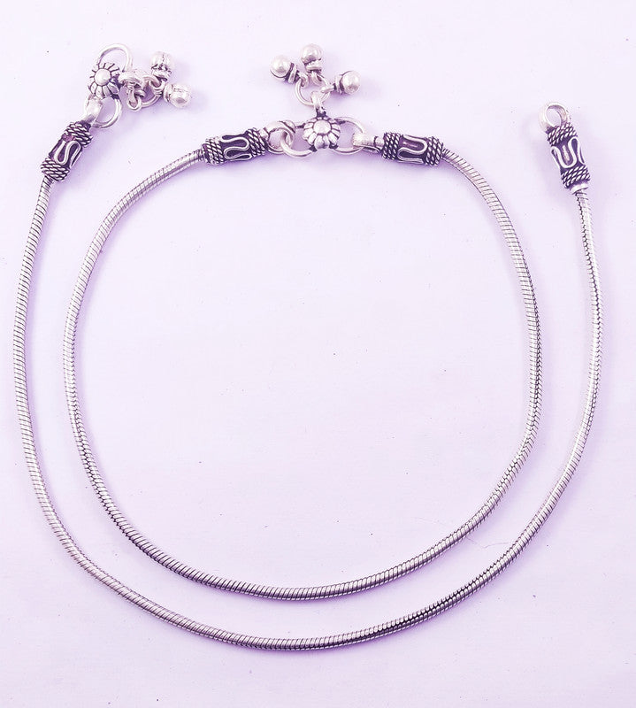 JSAJ 925 STERLING SILVER OXIDIZE SNAKE THICK CHAIN ANKLET FOR GIRLS AND WOMENS
