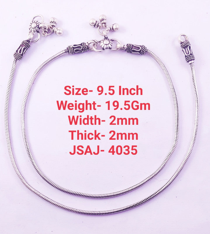 JSAJ 925 STERLING SILVER OXIDIZE SNAKE THICK CHAIN ANKLET FOR GIRLS AND WOMENS