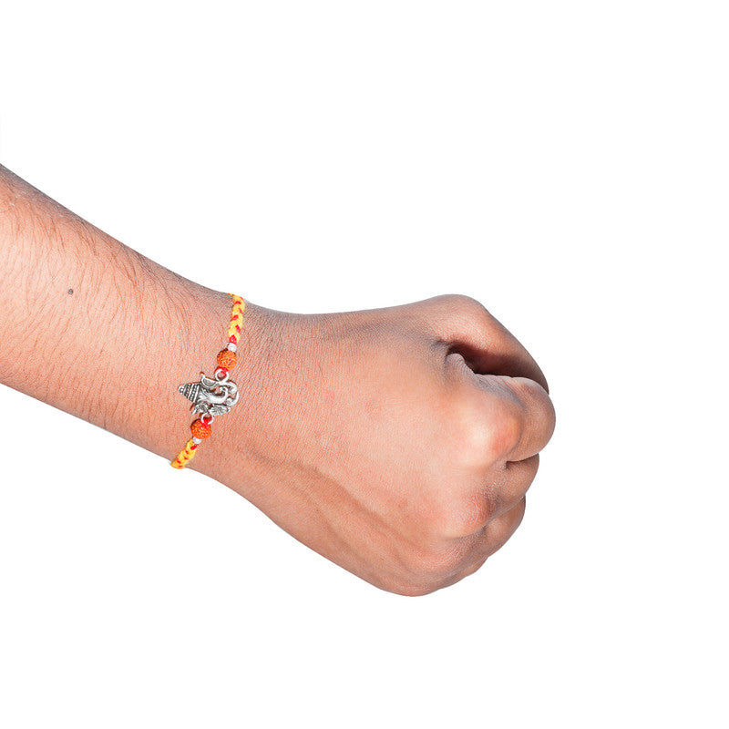JSAJ 925 Sterling Silver MUKUT GANESHA RAKHI
