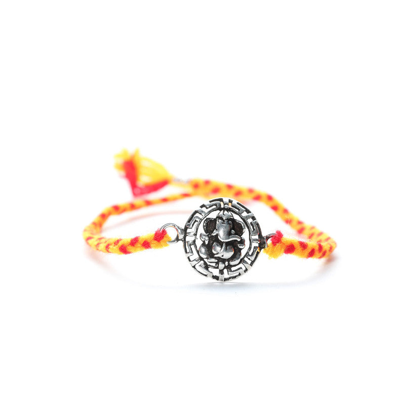 JSAJ 925 Sterling Silver ROUND GANESHA RAKHI