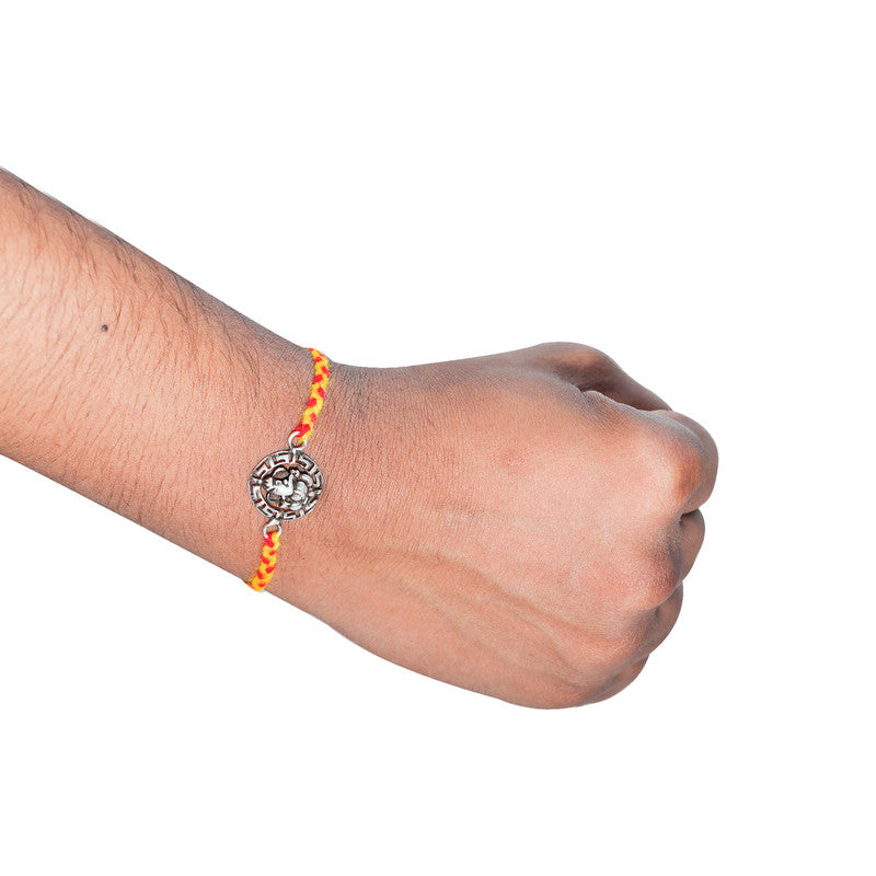 JSAJ 925 Sterling Silver ROUND GANESHA RAKHI