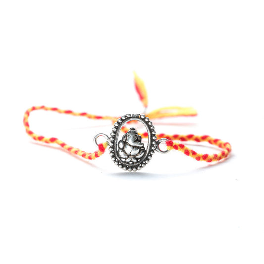 JSAJ 925 Sterling Silver FRAME GANESHA RAKHI