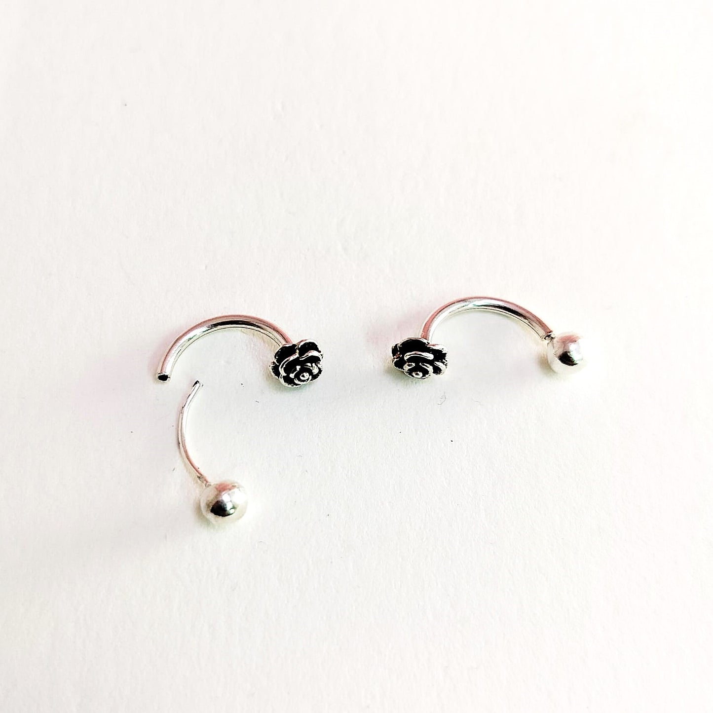 JSAJ JSAJ 925 Silver Rose Ball Earrings for Girls and Women
