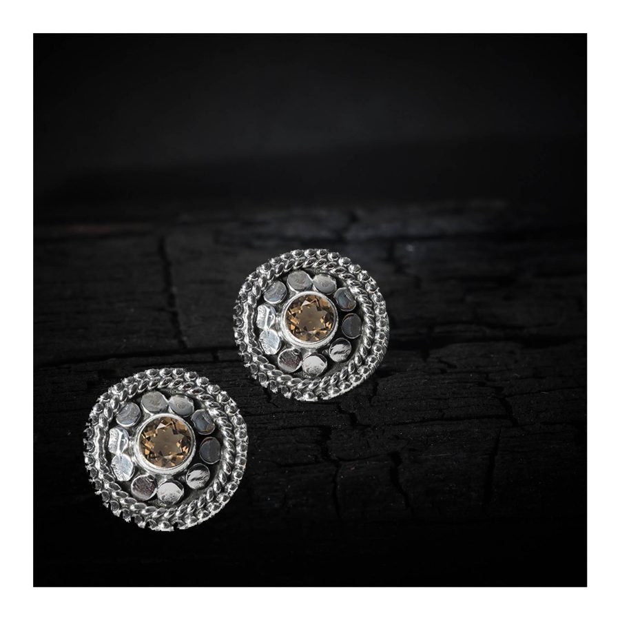 Sterling silver SMOKEY STONE STUDD TOPS for Girls and Womens - Image 4