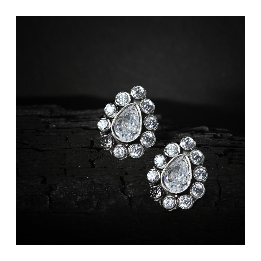 Sterling silver ZIRCONIA  STONE STUDD TOPS for Girls and Womens - Image 4