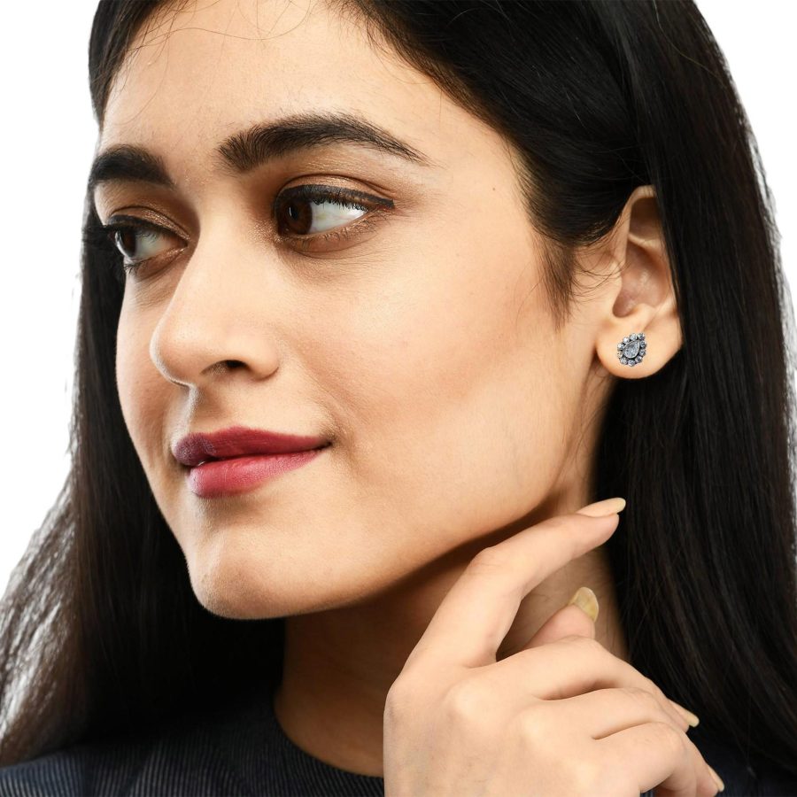 Sterling silver ZIRCONIA  STONE STUDD TOPS for Girls and Womens - Image 5