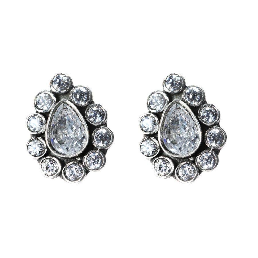 Sterling silver ZIRCONIA  STONE STUDD TOPS for Girls and Womens